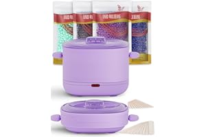 CITHOT Calentador de Cera portátil para la Depilación, Calentador de Cera de SILICONA Plegable, Cera Depilatoria de Inicio con un solo Clic, 20 Palos de Madera, 4 Paquetes de Cera