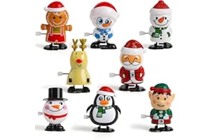 DERAYEE 8 Jouet à Remonter Noël pour Enfants,Idéal Petit Cadeau de Noël,Pingouin,Bonhomme de Pain d'Épice,Lutin,Renne,Bonhomme de Neige,Père Noël Jouet à Remonter