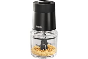 Haier I-Master Series 5 Mini-Hachoir, Puissant 550W, 2 Vitesses, Hachoir de Légumes, Base Antidérapante, Bol en Verre de 0,5L [Noir]