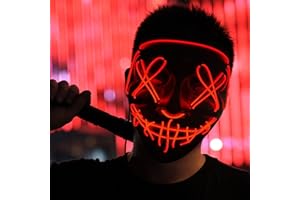 SHIYOUO Máscara de Halloween, Máscara LED Purge con 3 Modos de Iluminación Parpadeo Controlables, Craneo Esqueleto Mascaras para Cosplay Carnaval Fiesta Decoración de Halloween