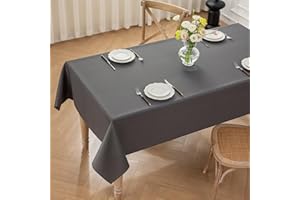 Moonooda Tischdecke Dunkelgrau Waschbar, 100X140cm Tischdecken Tischtuch aus Polyester, Leicht wasserabweisend mit Lotuseffekt, Dauerhaft Kratzfest für Haus, Hochzeiten, Party