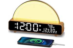 LIANGDEDIAN Sunrise Alarm Clock Wake Up Light Touch Lamps Bedside White Noise Machine 13 Nature Sounds USB Charging Port 2 Alarm Clock Table Lamp for Bedroom Living Room Sleep Timer 30/60/90/120 Timer
