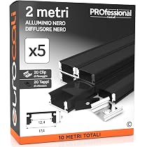 Eurocali 5 Profili LED In Alluminio 2m (10mt Totali) – Grigio, Copertura Opaca, Larghezza 30mm - 3