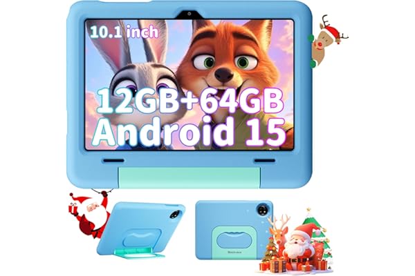 Blackview Tablet Niños 10 Pulgadas Android 15, Tablet Infantil con Control Parental y Funda Anticaídas, 12GB RAM+64GB ROM (2TB TF), Gemini AI 2.0, WiFi 5G, GMS, Regalo Educativo Ideal