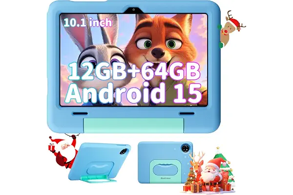 Blackview Tablet Niños 10 Pulgadas Android 15, Tablet Infantil con Control Parental y Funda Anticaídas, 12GB RAM+64GB ROM (2TB TF), Gemini AI 2.0, WiFi 5G, GMS, Regalo Educativo Ideal