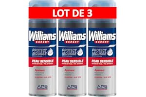 WILLIAMS F1 TEAM Williams Espuma Afeitar Piel Sensible - 3 Recipientes de 200 ml - Total: 600 ml