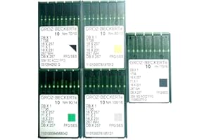 ZHONGJIUYUAN 50 agujas de punta de bola para máquina de coser GROZ-BECKERT (JUKI DDL, Brother DB2, más) 16 x 257 DBX1 Tamaño #70/10 80/12 90/14 100/16 110/18, cada paquete tiene 10 agujas.