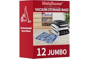 MEIQIHOME Vacuum Storage Bags 12 Jumbo, Space Saver Sealer Bags, Airtight Compression Bags for Clothes, Pillows, Comforters, Blankets, Bedding