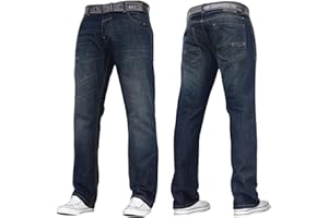 CROSSHATCH FORWARD THINKING Crosshatch Mens Stretch Straight Leg Jeans Trousers Free Belt Stylish Fashion Branded Denim by JEANBASE