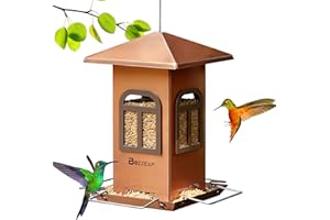Buzzeap mangiatoia per uccelli per mangiatoie per uccelli selvatici per giardino, giardino, giardino, giardino, giardino, esterno, a prova di masticazione e antiruggine
