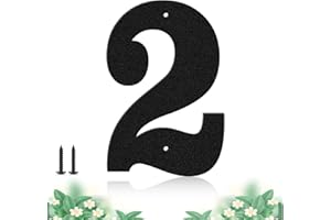 SHOWMTHEM Moderne Hausnummer aus Metall, 7,6 cm, langlebig, für den Außenbereich, Garten, Garage, Briefkasten, Dekoration, Buchstabe mit Nagelset, stabile Hausnummer für draußen, visuelles Schild (2)