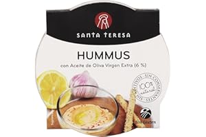 Santa Teresa - Hummus Con Aceite De Oliva Virgen Extra (AOVE) - Elaborado Según La Receta Tradicional Con Ingredientes Naturales, Sin Conservantes Ni Aditivos - 180 Gramos