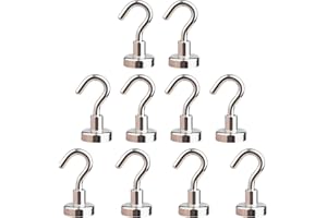 Ant Mag Magnetic Hooks 10 Pack 8KG (18LBS) Super Magnets Hook with Neodymium Rare Earth for Cruise Ship Accessories Hanging Door Holder Keys Home Office Refrigerators BBQ