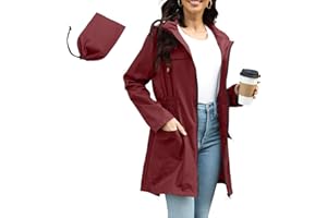 PONCEAU Damen Wasserdicht Regenjacke Atmungsaktiv Windbreaker Softshelljacke Leichte Jacke Atmungsaktive Packbare