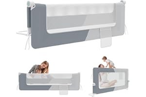 LZQ Barrera plegable para cama infantil, protección contra caídas, protección contra caídas, protección contra caídas, protección para cama infantil (gris oscuro + gris claro, 150 cm)