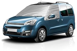 LMYSUFI Couverture Pare Brise Voiture Hiver pour Citroen Berlingo Peugeot Partner 2008-2018, Anti Givre Neige Glace Soleil Housse de Protection de Pare-Brise Avant de Voiture Argent Luxe