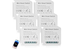 GOMETY Interruptor Inteligente Módulo 2 Vías: 6 Piezas Control APP Interruptor, Interruptor WLAN, para Hogar Inteligente (Blanco)