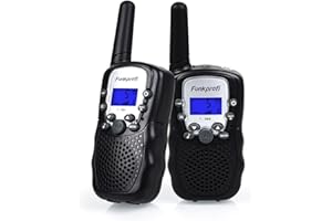 Funkprofi Walkie Talkies für Kinder, T-388 Funkgeräte für Kids ab 3 Jahre PMR 446 Reichweite bis zu 3 km 8 Kanäle für Einkaufen, Freizeitpark, Zelten, Shopping, Indoor – gespräch 2 Stück Schwarz