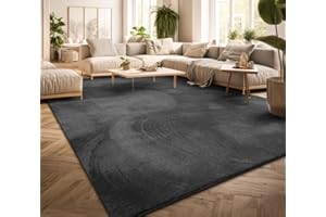 TT Home Large Rug Short Pile Monochrome Modern Design Washable Yellow Gold, colour: Anthracite, Size:200x280 cm