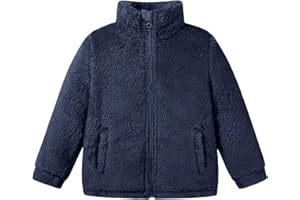 URMAGIC Kids Boys Girls Jackets Toddler Fleece Jacket Zip Up Stand Collar Sherpa Coats Fuzzy Outerwear Fall Winter Cozy Clothes 2T 3T 4T 5T 6 7 8 Years