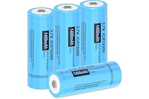 Piles Rechargeables 18500 ICR18500 Batterie au Lithium li-ION 3,7V 1400mAh pour Lampe de Poche,Lot de 4,PKCELL,(Veuillez Noter Les informations de Taille)