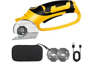 KOOLSHIRO Cordless Electric Scissors,Cardboard Box Cutter, 4V Rechargeable Rotary Scissors with Safety Lock & LED Light,Cardboard Cutter for Cutting of Fabric, Leather, Carpet, Plastic, and More