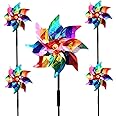 5PCS Bird Scarers Windmills For Garden,Multicolour Reflective Bird Deterrent Windmill Pigeon Deterrent Windmills for Garden Windmills for Children (5PCS Color stripe windmill)