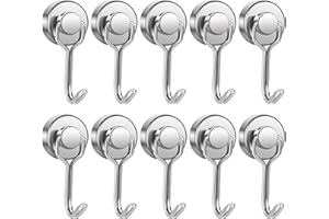 OCEUMAOA 10Pezzi Ganci Magnetici Extra Forti Neodimio Calamita 20mm con Gancio Potente Piccole Magnete Ganci Ruotabile Frigotelaioin Ferro,Soffitto,Cucina,Pesante