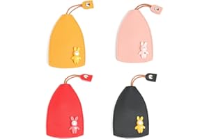 Junerain 4PCS Custodia for chiave tipo estraibile creativo, custodia for chiave auto in pelle PU Cartoon Grande capacità Cover for chiave auto estraibile for uomo donna, custodia portachiavi for auto