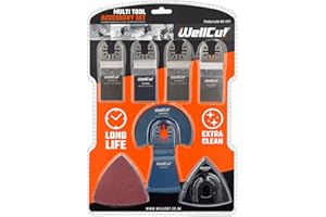 Jeu de lames multi-outils oscillantes universelles à dégagement rapide, 17 pièces, ensemble d'accessoires en bois, métal et plastique, compatibles avec les outils multifonctions oscillants, WELLCUT