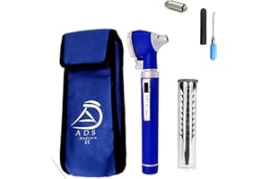 ADS MEDI CARE ADS Medicare Mini Otoscope ENT Optical Fibre LED Illumination Medical Tool Diagnostic Examination CE Approved with Complimentary Ear Cleaner & Spare Bulb (Blue)