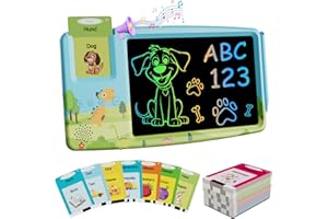 Lernspielzeug für Kinder, Englisch Deutsch Sprechende Lernkarten mit LCD Zeichentafel, Vokabeln Lesen und Schreiben, Interaktives Kinderspielzeug Geburtstag Spielzeug Geschenke für Mädchen Jungen