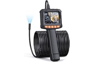 Endoskopkamera mit Licht 10M, QIMIC Endoskop IP67 1080P HD Rohrkamera Kanalkamera mit 8 LEDs, 2.4" IPS Bildschirm Inspektionskamera Livebild mit 2X Zoom Halbstarres Kabel 32.8FT, 2600mAh Akku