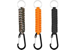 ‎XREE XREE 3 Stück Paracord Schlüsselanhänger, Schlüsselband mit Karabiner Geflochtenes Lanyard für Survival Camping Wandern(Schwarz&Orange&Tarnung)