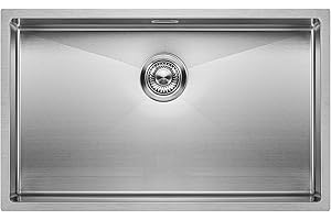 XXL Kitchen Sink Mizzo Linea 70-40 | Extra Large Single Bowl Stainless Steel 1.2mm Thick | Rounded Corners Basin | Workstation Sink | Undermount Flushmount or Topmount Installation | 80cm Cabinet