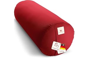 Navango® Cuscino Cilindrico Bolster Yoga | Cuscino Lungo | Ø24 cm | Imbottitura Pula di Farro | Rivestimento Lavabile 100% Cotone | Cuscino Meditazione | Cuscino a Rullo da Yoga Fatto a Mano