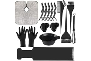 Dreamtop 18 Pezzi Kit Tinta Capelli, Professionale Pennello per Tinta Capelli Colore Kit Ciotola e Pennello per Tinta Capelli, Guanti, Pennelli per Mescolare, Mantella, per Salone e Uso Domestico
