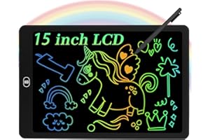 Coolzon Tablette D'écriture LCD Coloré 15 Pouces pour Enfants et Adultes Convient Portable, Ecriture LCD Tablette Dessin Magique Grands Cadeauxs pour 3 4 5 6 7 ans Garçons Filles (Noir)