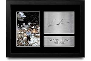 HWC Trading George Lucas A4 Framed Signed Printed Autographs Picture Print Photo Display Gift For Star Wars Creator Film Fans