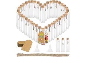 YOCOLE 40 tubos de ensayo de cristal con corcho, 20 ml, mini botellas de cristal con etiquetas, embudo de cuerda de cáñamo, regalos para bodas y fiestas