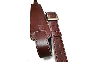 Custom Style Tracolla Chitarra Basso Vintage in Pelle Testa di Moro 3cm con Spallino T330Y22