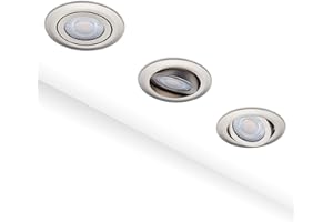 Oktaplex lighting Pack 6 Foco Empotrable LED de Techo con Intensidad Regulable 5W 350lm 2700K 230V IP20 Ojos de buey LED Giratorios Extraplanos 30 mm Cepillado en Niquel