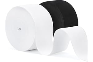 VynyQoo 2 Rotoli di Elastico per Cucito 8m, Fettuccia Elastica 50mm, Elastico per Pantaloni Bianco e Nero per Cucito, Lavori Manuali e Progetti DIY