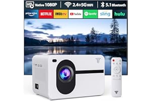 ZDK 2024 New Mini Projector with 5G WiFi, Full HD 1080P, Supports BT 5.1 Projector with 12000 Lumens for Home Cinema, Compatible with Smartphones, Android/iOS/TV Box/PS5/XBOX.
