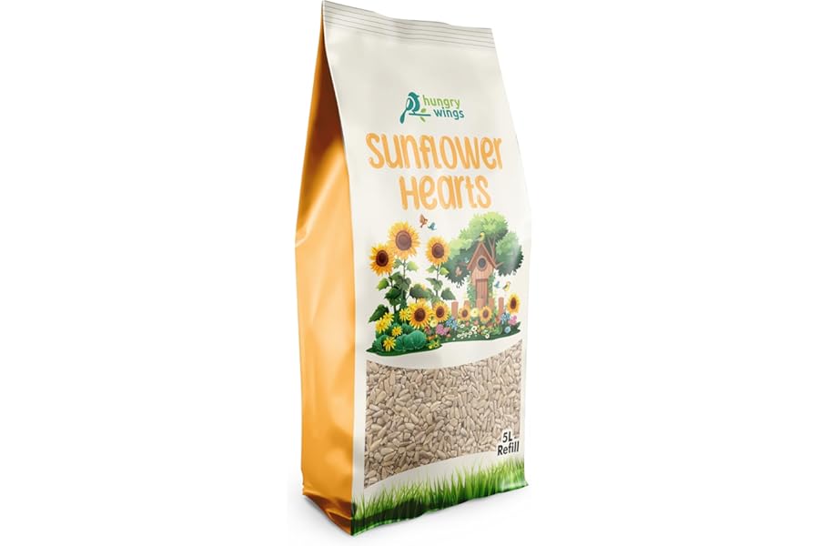 Premium Wild Bird Food 5L Refill, (5L Bag, Sunflower Hearts)
