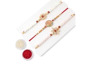 KSJONE 3er-Set Rakhi-Set mit Rudraksha-Design für Herren, mehrfarbiger Faden, Rakhi für Bruder/Bhaiya/Bhabhi/Bhai/Bro, Rakshabandan, Schwester, Rakhee, Mauli-Armband