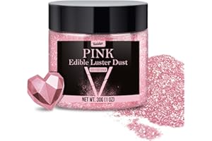 VIVIDYE Edible Glitter - 30g / 1oz Luster Dust Edible Glimmer Powder for Sparkling Drinks, Foods, Wine, Cake - Food Grade Shimmer Dust Powder for Baking, Beverage, Cookies Decoration (Pink)