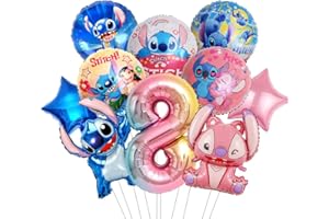 TYDEUS Children's Birthday Decoration Balloons 8 Years, Blue and Pink Balloons Birthday 8 Years, Themed Party Supplies Foil Balloon for Boys Girls for 8th Birthday Party Decoration