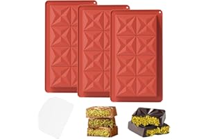 YXHZVON Stampo Cioccolatini Profondo,3 Pezzi Stampo per Cioccolato in Silicone con 1 Raschietto, senza BPA, Stampi per Barretta di Cioccolato Per Fare Cioccolato Torte Gelatine