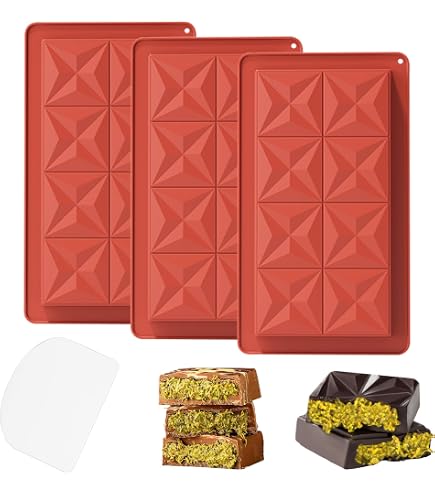 Moule à Chocolat Silicone YXHZVON - Lot De 3 Moules Profonds + Grattoir, Anti-Adhésif
